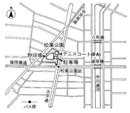 松葉公園野球場の地図