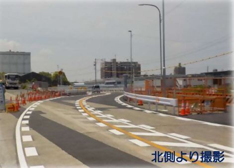 玉川橋の仮橋・迂回路を北側から撮影した写真です。