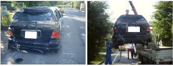 写真:放置車両の撤去作業