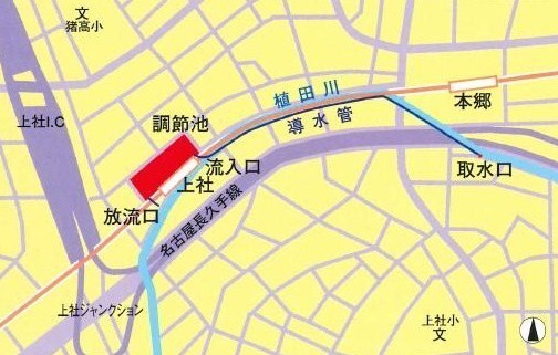 地図：雨水貯留浸透施設位置図