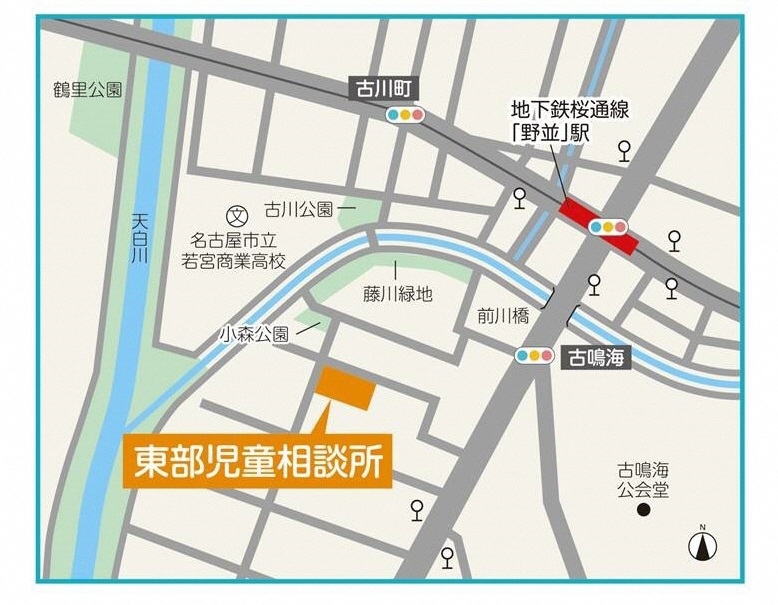 地図:最寄り駅から東部児童相談所までの案内図