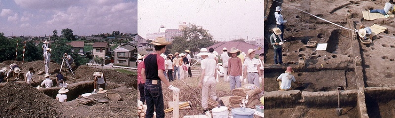 写真：9次から12次調査の参加者の皆さんの調査の様子。住居址などの調査が進められている。