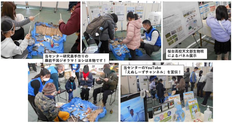 ごみを釣って生き物を助ける釣りゲームやパネル展示の様子