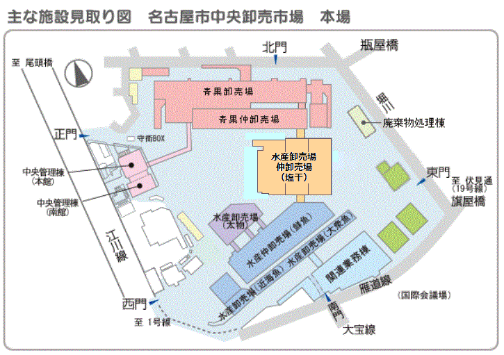 地図:主な施設見取り図 本場