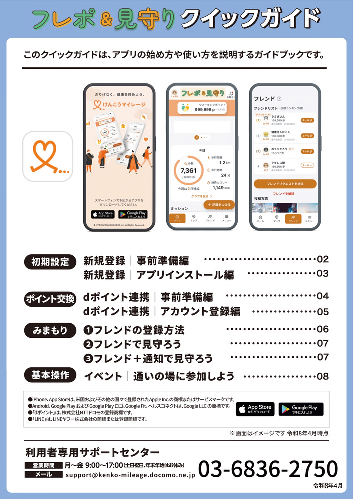 アプリが新しくなったことにあわせ、使い方ガイドであるクイックガイドも新しいものを作成しました。 アプリの始め方やdアカウントの連携方法などが掲載されています。