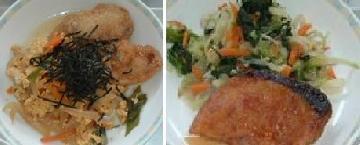 カツどんとさわらの照り焼きの写真