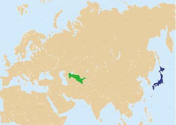 地図：日本とウズベキスタン共和国