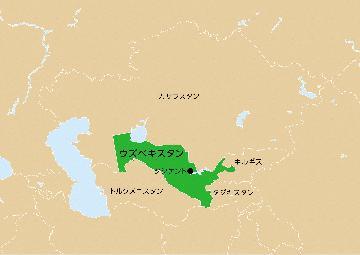 地図：ウズベキスタン共和国周辺