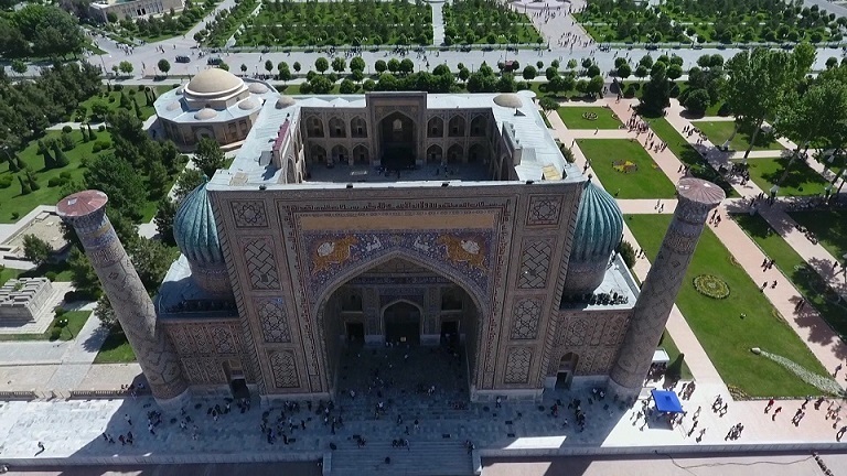写真：サマルカンドの空撮の様子