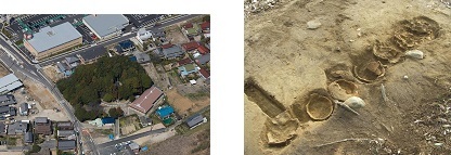 勝手塚古墳の航空写真、埴輪列の写真