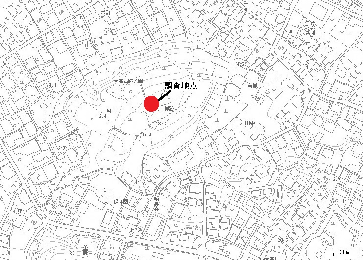 地図：発掘調査の位置図