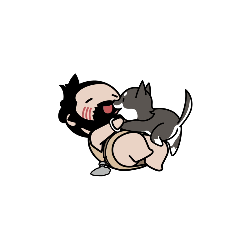 イラスト：犬と戯れる縄文人