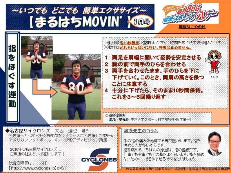 写真：指をほぐす運動（2016年1月）