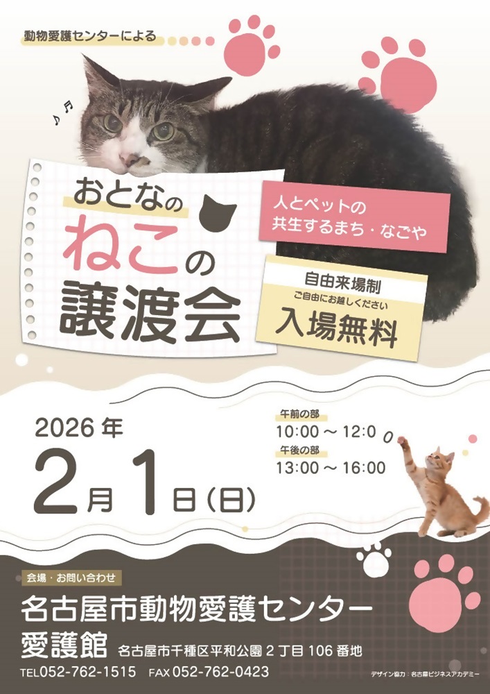2月1日猫の譲渡会のポスターです