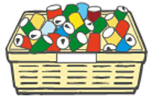 イラスト：空き缶　黄色いかご