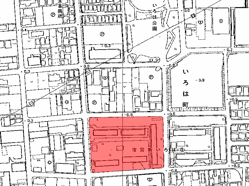 地図：市営新いろは荘(西)
