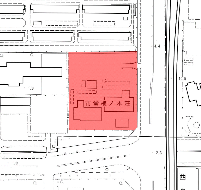 地図：市営梅ノ木荘