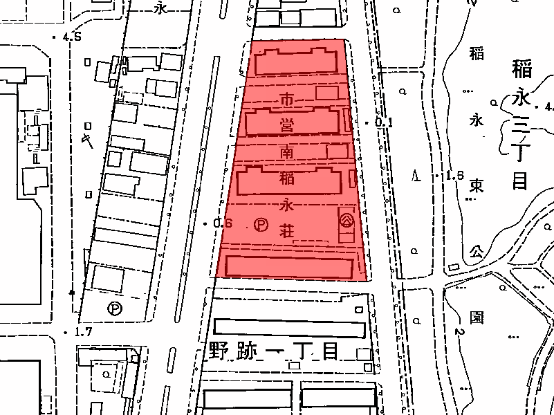 地図：市営南稲永荘