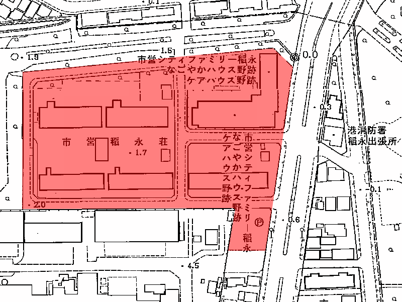 地図:市営稲永荘・なごやかハウス