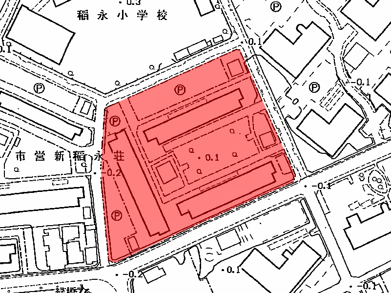 地図：市営新稲永荘(東)