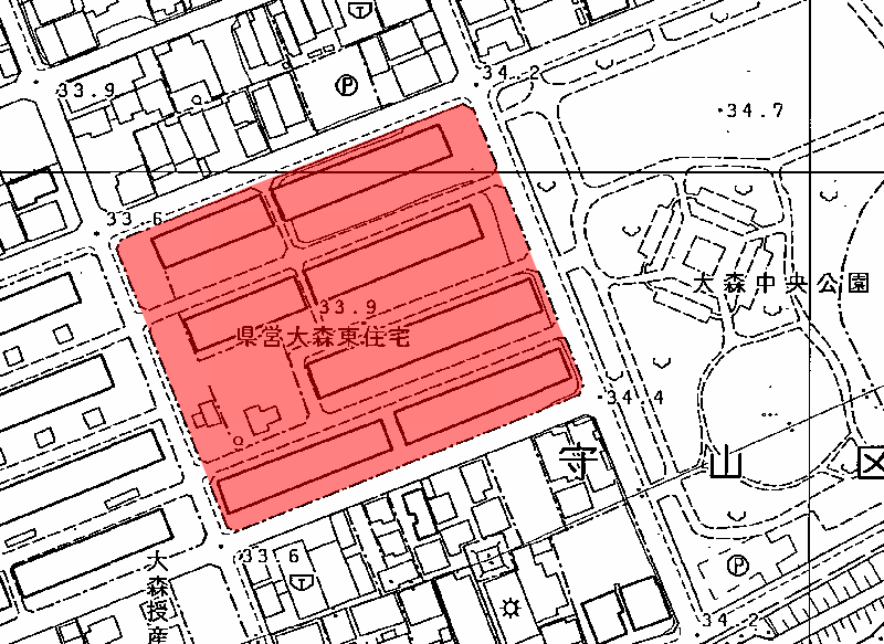 地図:大森東住宅
