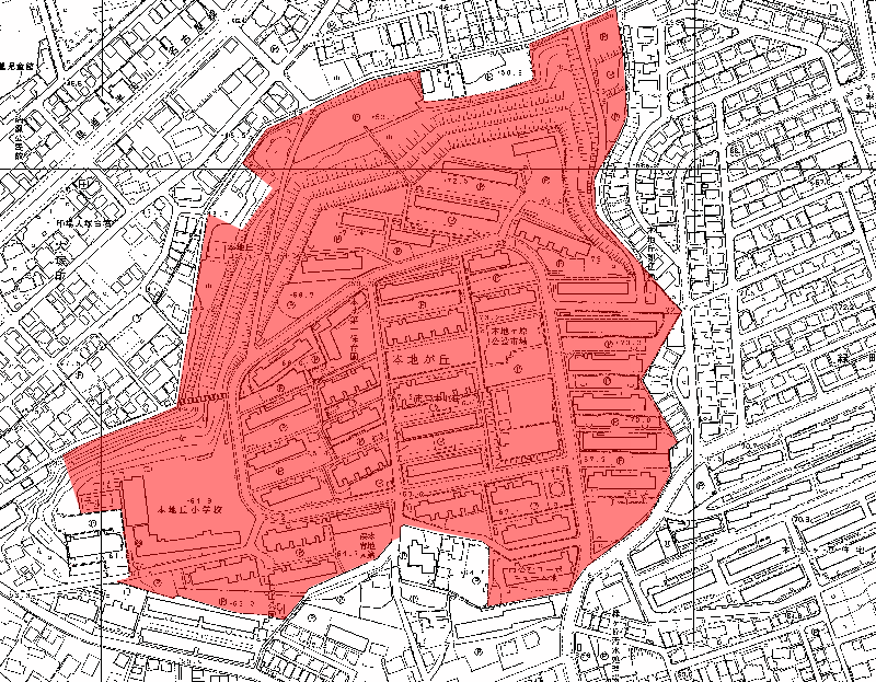 地図:市営本地が丘荘