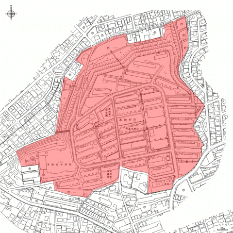 地図：市営本地が丘荘