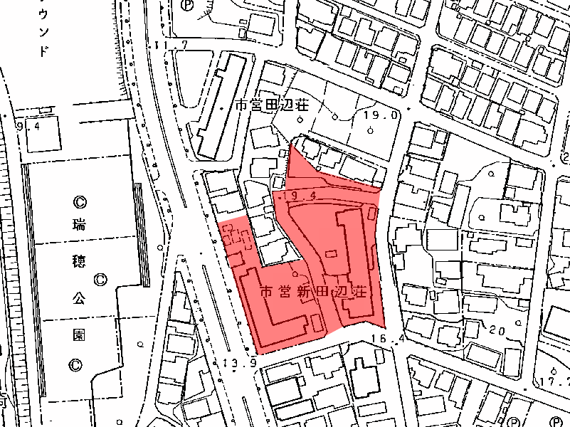 地図：市営新田辺荘