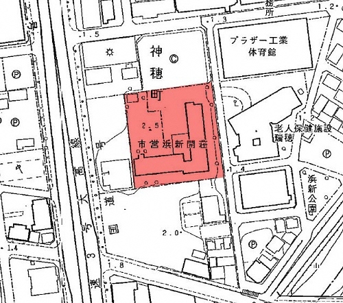 地図：市営浜新開荘