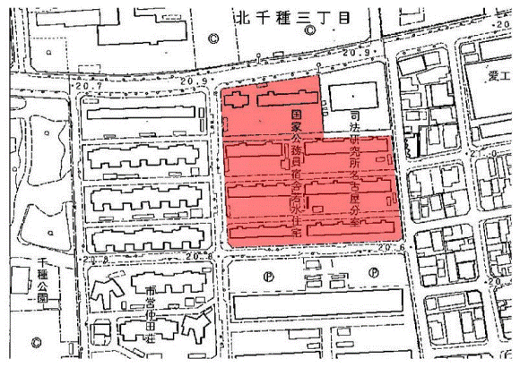 地図：公務員宿舎若水住宅