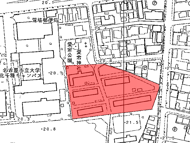 地図:名古屋国税局萱場宿舎