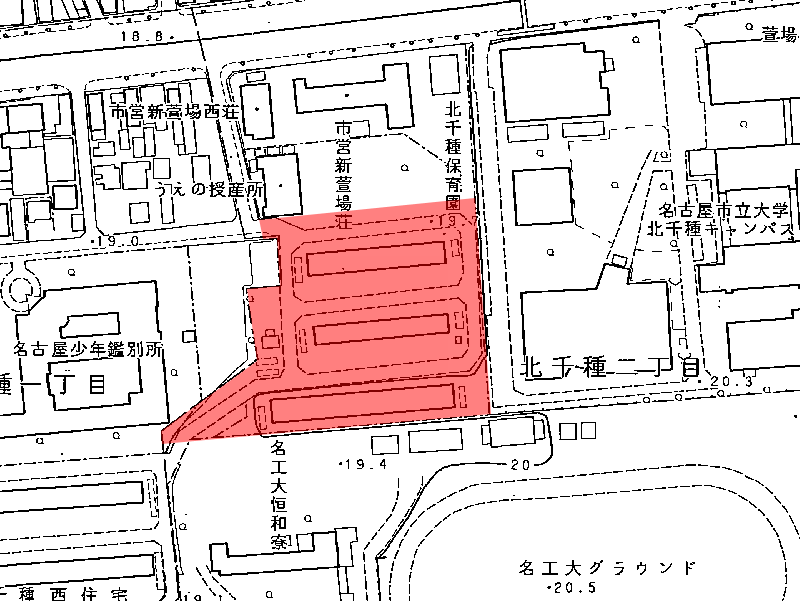 地図:東海財務局合同宿舎萱場住宅