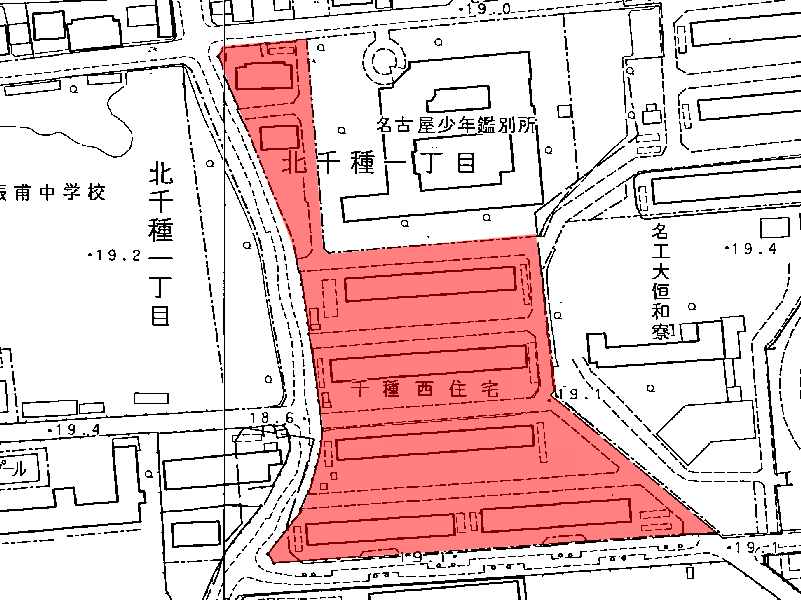 地図:東海財務局合同宿舎千種区西住宅