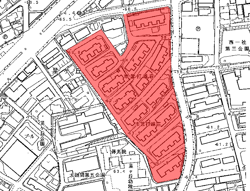 地図：市営打越荘