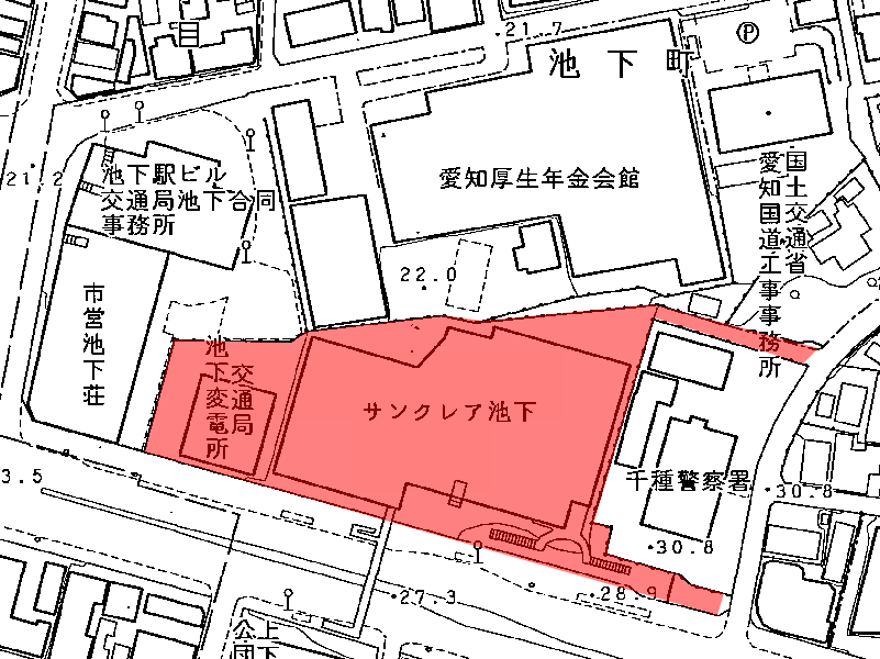 地図:(仮称)池下再開発ビル