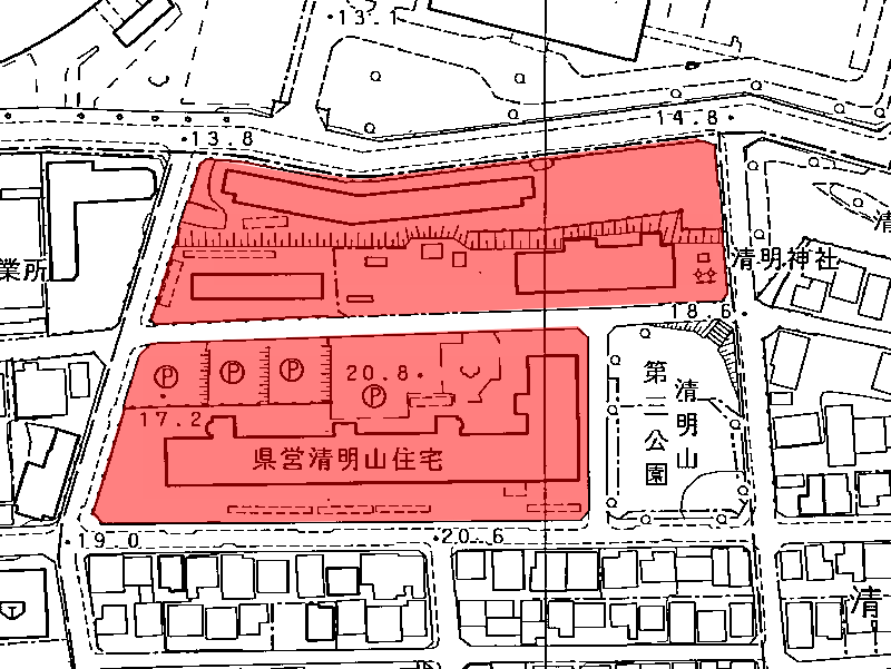 地図:県営清明山住宅