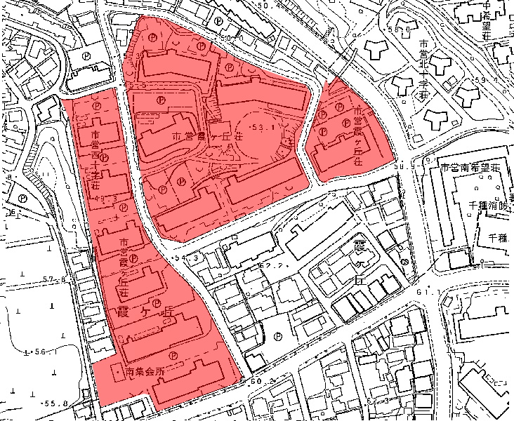 地図:市営霞ケ丘公営住宅