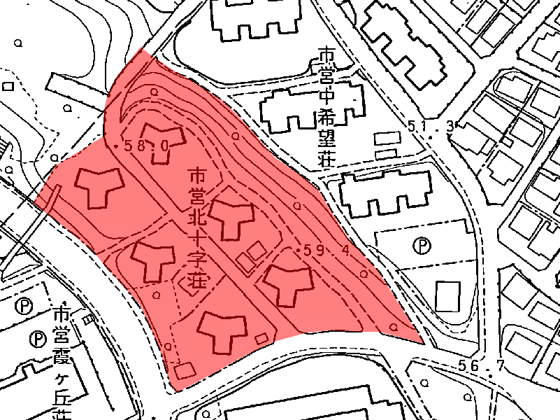 地図:市営 北十字荘