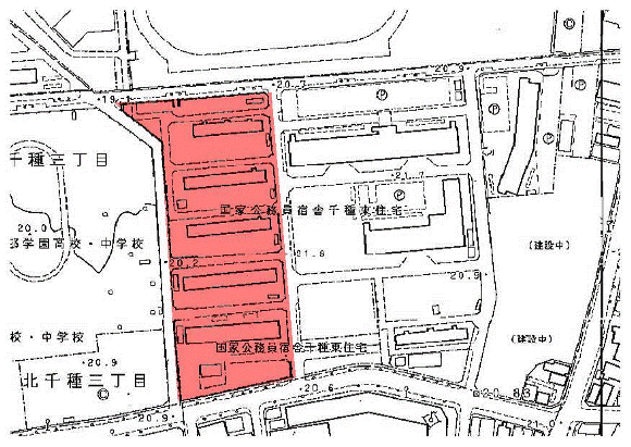 地図：公務員宿舎千種東住宅　西ブロック