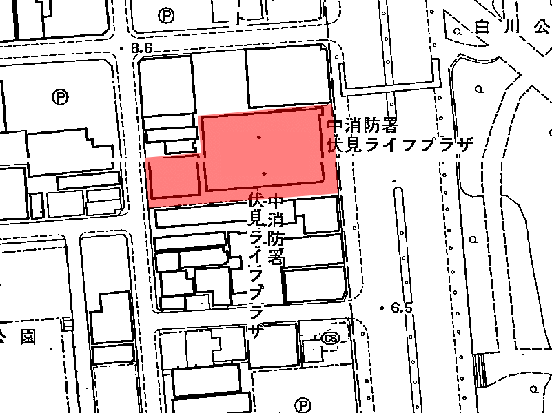地図:中消防署・白川定住促進住宅