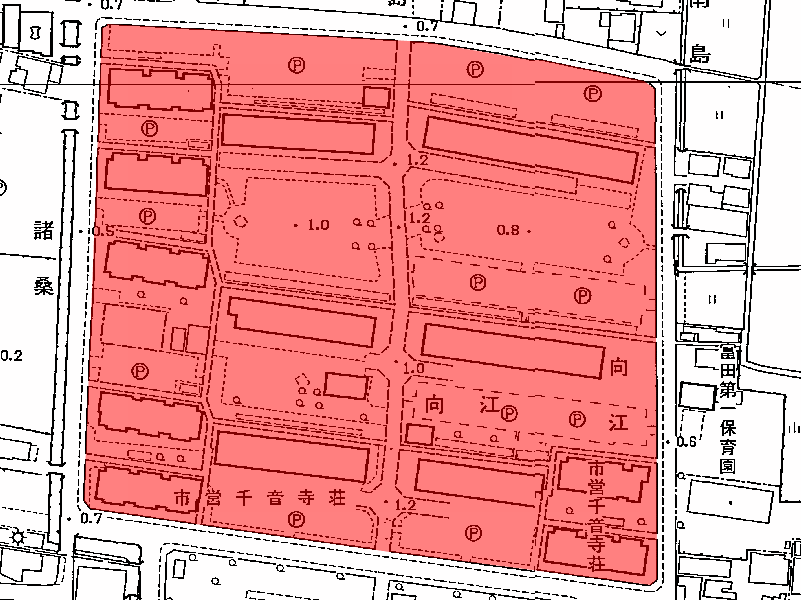 地図:市営千音寺荘