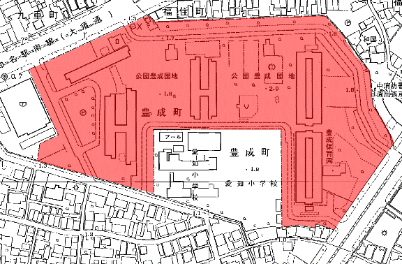 地図:豊成団地の区域