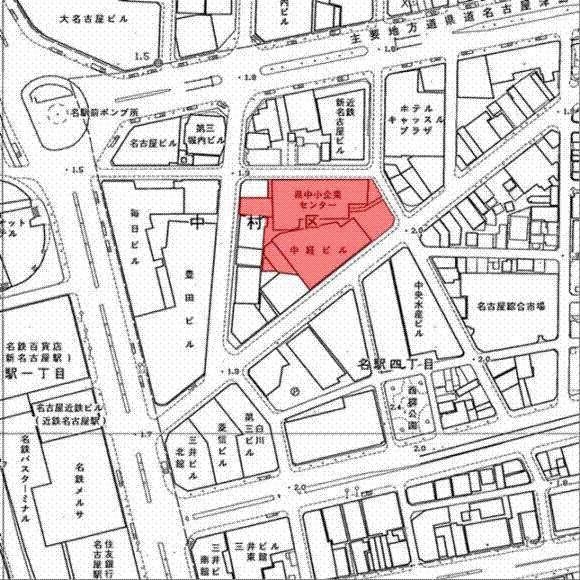 地図：愛知県産業労働センター・新中経ヒ゛ル