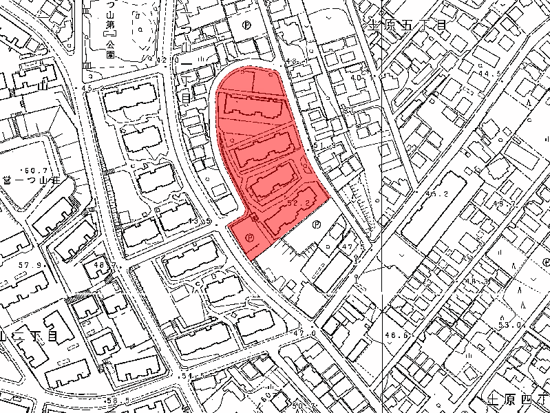 地図：市営一ツ山荘(西)