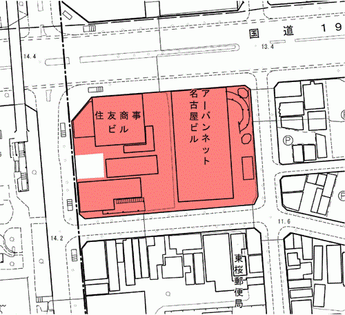 地図：（仮称）東桜1-1再開発計画