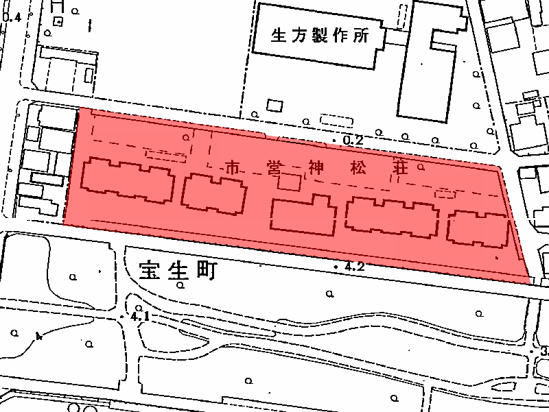 地図:市営神松荘(西)