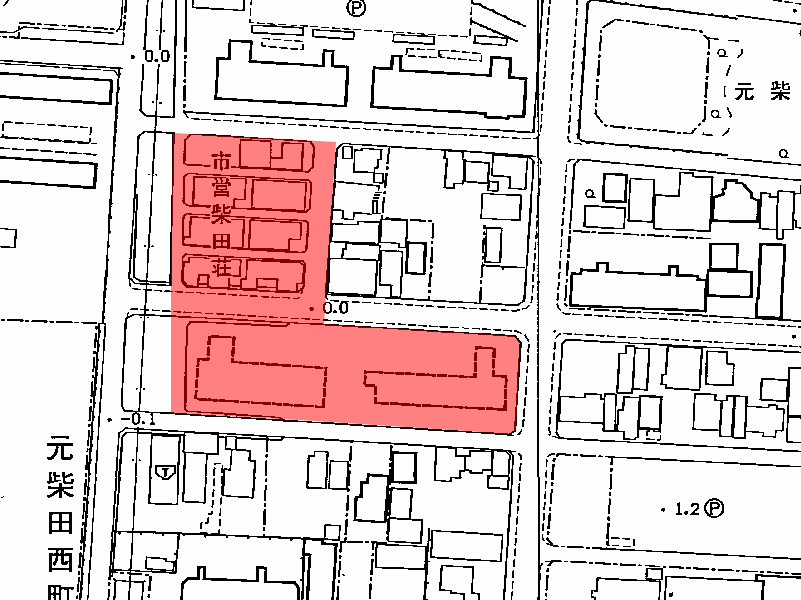 地図：市営柴田荘(南)