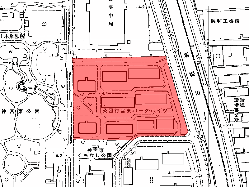 地図：神宮東パークハイツ
