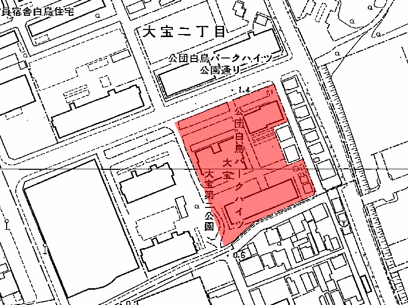 地図:白鳥パークハイツ大宝(東)