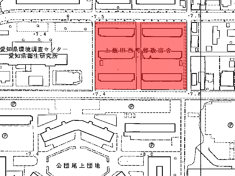 地図:名古屋郵政局上飯田西町アハ゜ート